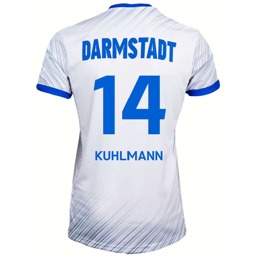 Niño Fútbol Camiseta Marcel Kuhlmann #14 Blanco Azul 2ª Equipación 2024/25