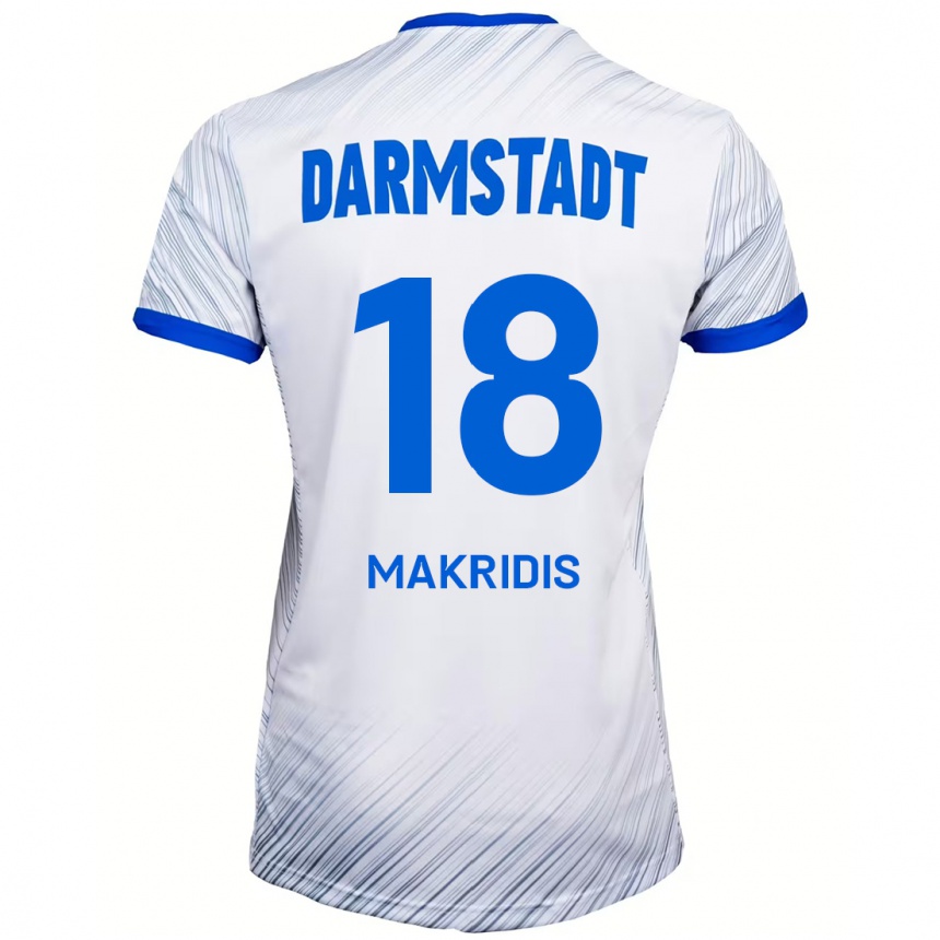 Niño Fútbol Camiseta Georgios Makridis #18 Blanco Azul 2ª Equipación 2024/25