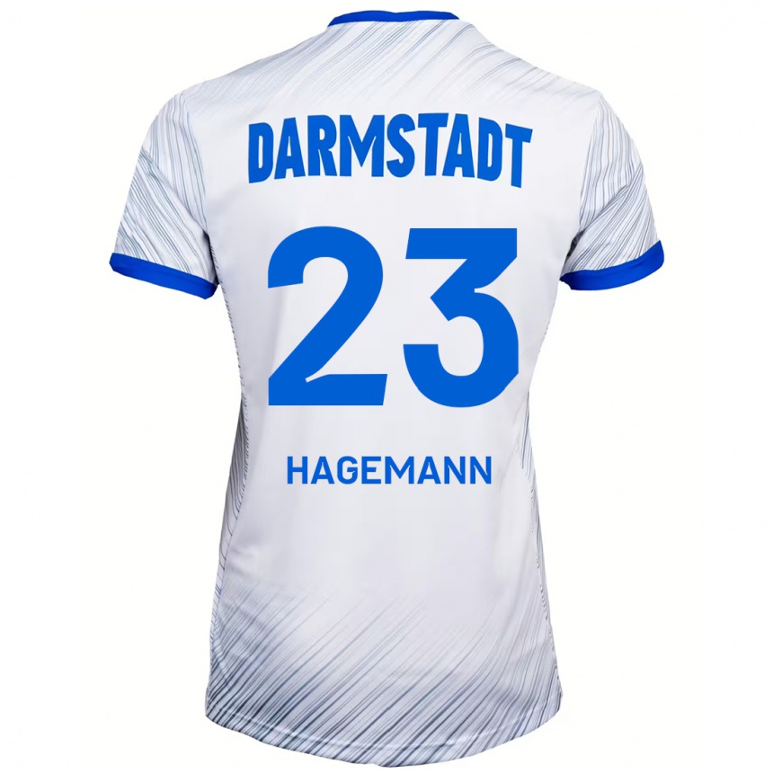 Niño Fútbol Camiseta Emil Hagemann #23 Blanco Azul 2ª Equipación 2024/25