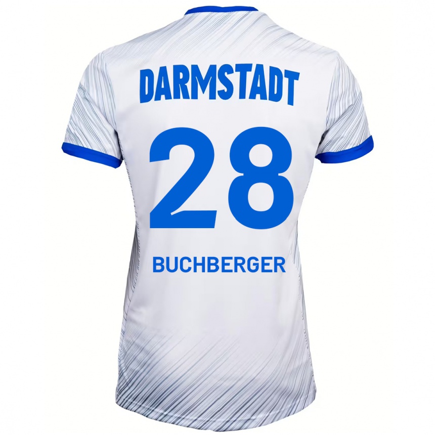 Niño Fútbol Camiseta Jonas Buchberger #28 Blanco Azul 2ª Equipación 2024/25