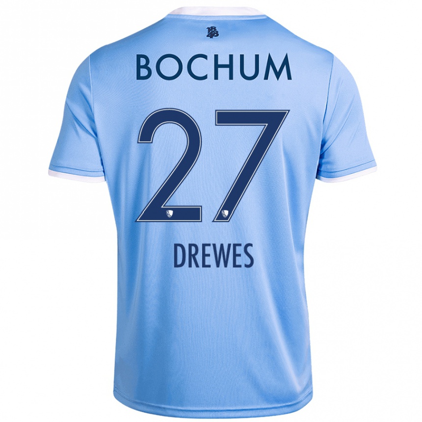 Niño Fútbol Camiseta Patrick Drewes #27 Azul Cielo 2ª Equipación 2024/25