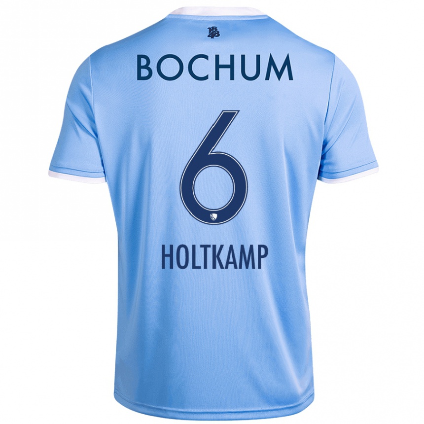 Niño Fútbol Camiseta Lars Holtkamp #6 Azul Cielo 2ª Equipación 2024/25