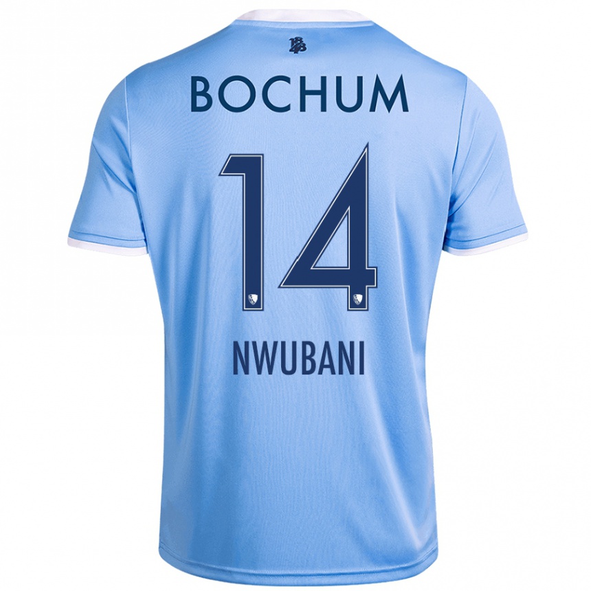 Niño Fútbol Camiseta Keleb Nwubani #14 Azul Cielo 2ª Equipación 2024/25