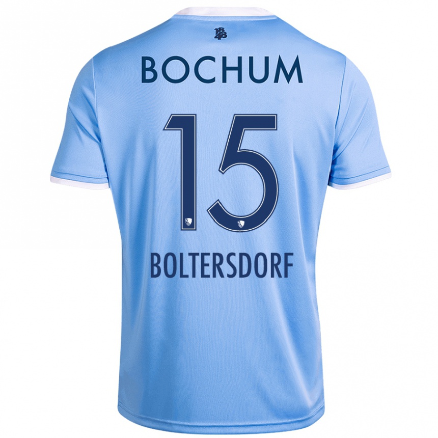 Niño Fútbol Camiseta Sebastian Boltersdorf #15 Azul Cielo 2ª Equipación 2024/25