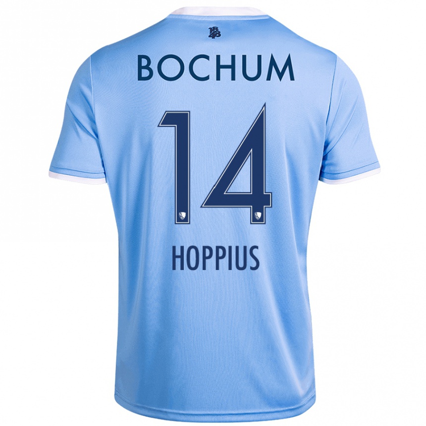 Niño Fútbol Camiseta Dörthe Hoppius #14 Azul Cielo 2ª Equipación 2024/25