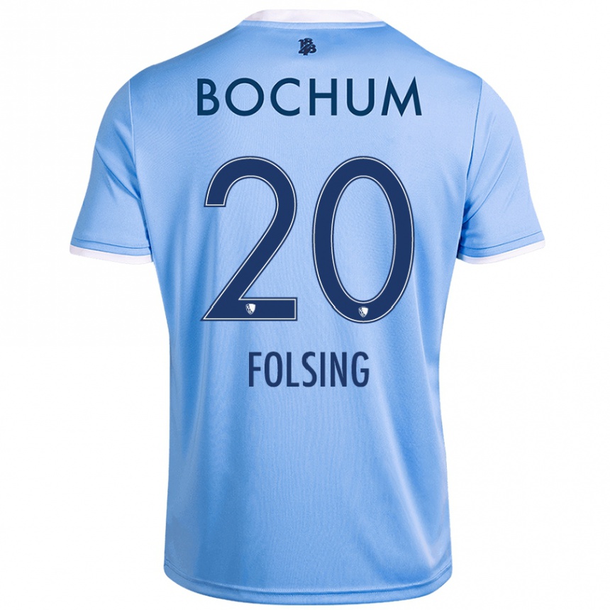 Niño Fútbol Camiseta Amelie Fölsing #20 Azul Cielo 2ª Equipación 2024/25