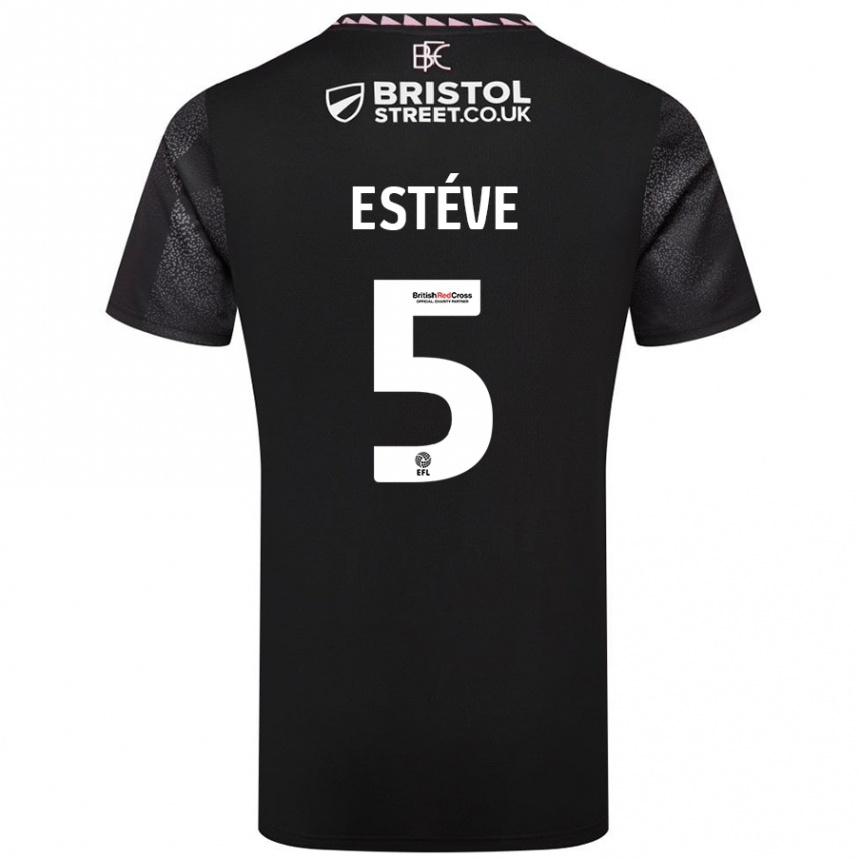 Niño Fútbol Camiseta Maxime Estève #5 Negro 2ª Equipación 2024/25