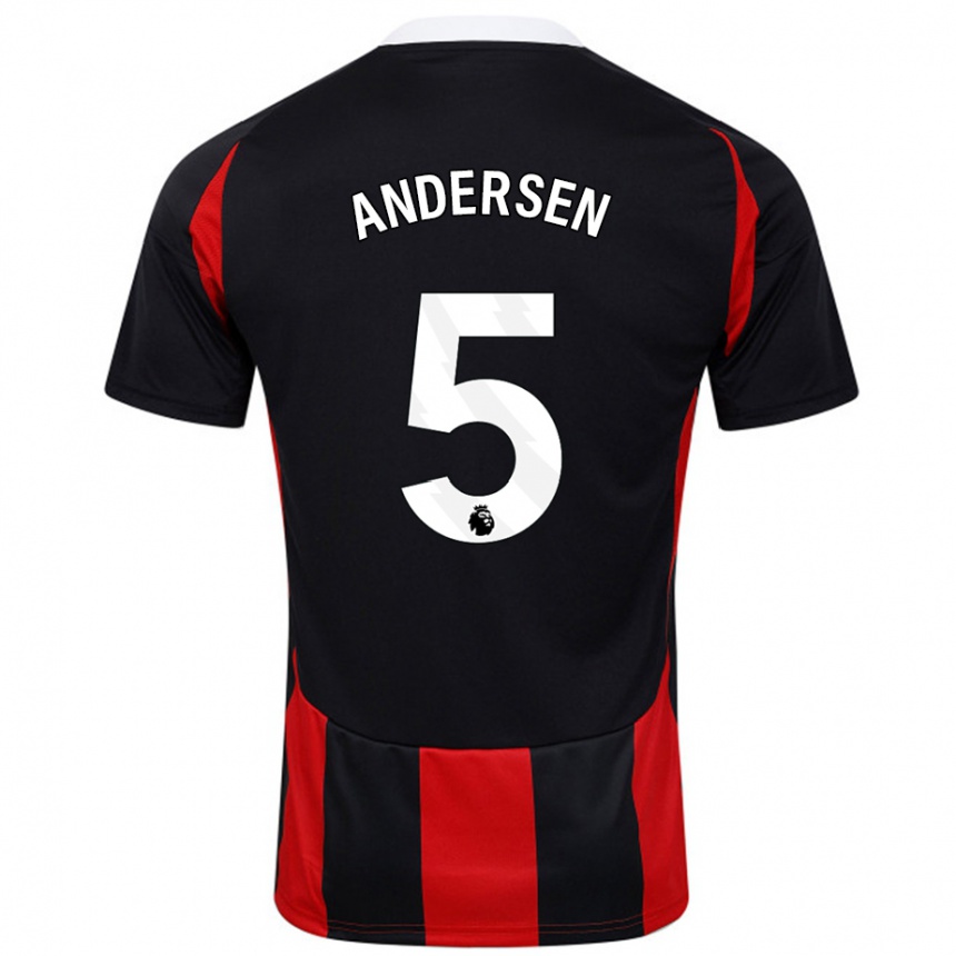 Niño Fútbol Camiseta Joachim Andersen #5 Negro Rojo 2ª Equipación 2024/25