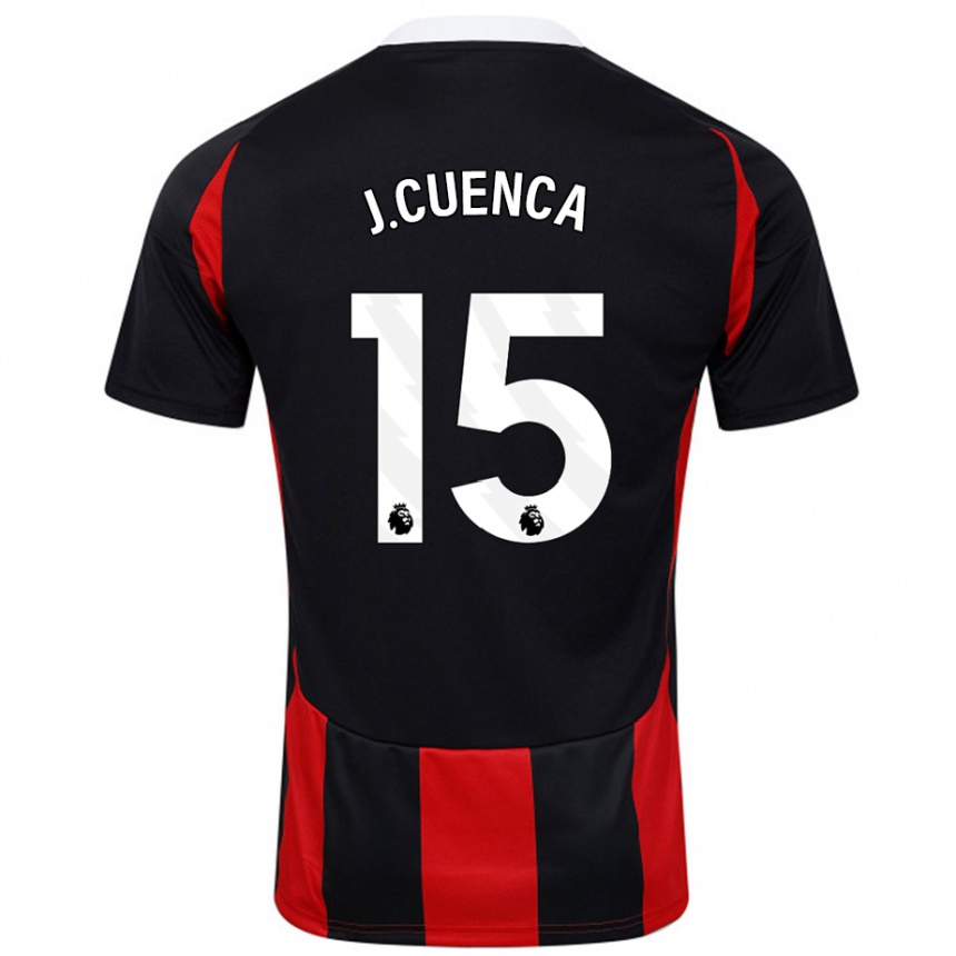 Niño Fútbol Camiseta Jorge Cuenca #15 Negro Rojo 2ª Equipación 2024/25