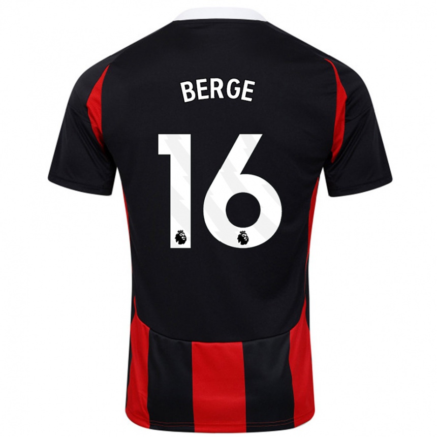 Niño Fútbol Camiseta Sander Berge #16 Negro Rojo 2ª Equipación 2024/25