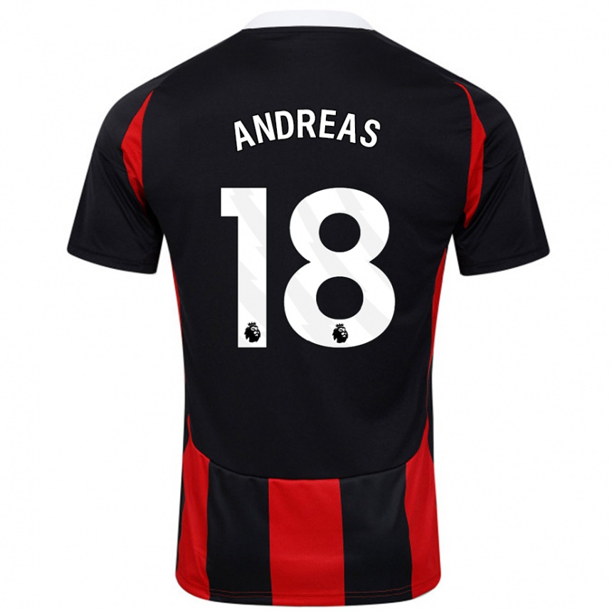 Niño Fútbol Camiseta Andreas Pereira #18 Negro Rojo 2ª Equipación 2024/25