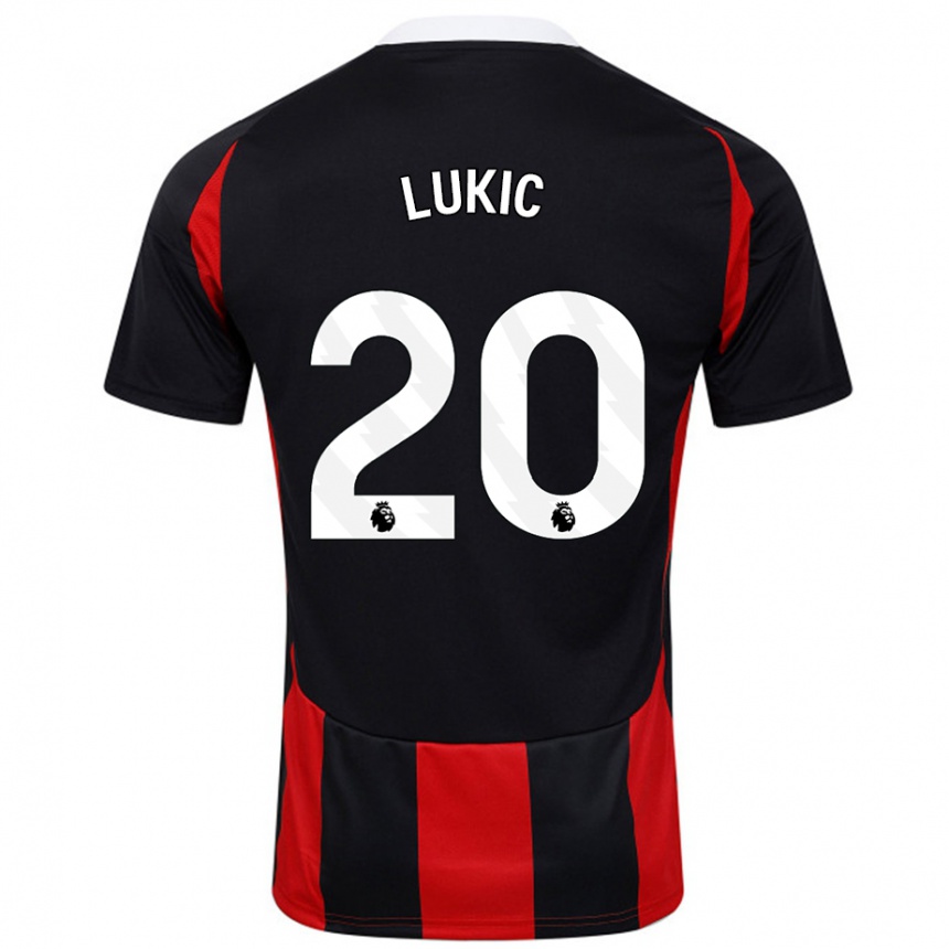 Niño Fútbol Camiseta Saša Lukić #20 Negro Rojo 2ª Equipación 2024/25