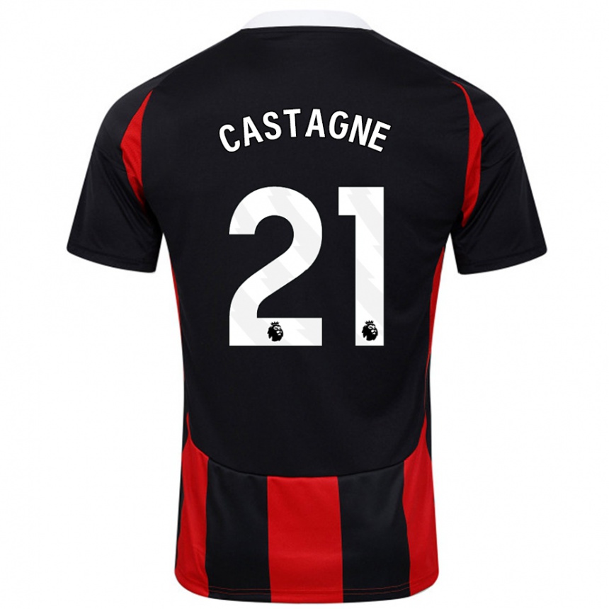 Niño Fútbol Camiseta Timothy Castagne #21 Negro Rojo 2ª Equipación 2024/25