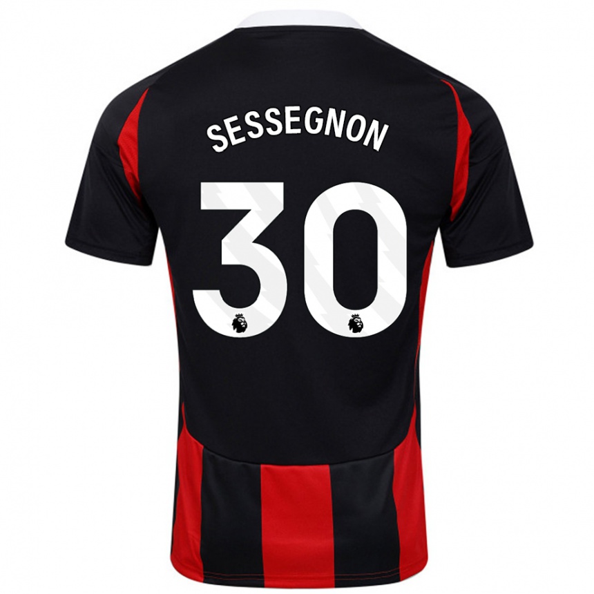 Niño Fútbol Camiseta Ryan Sessegnon #30 Negro Rojo 2ª Equipación 2024/25