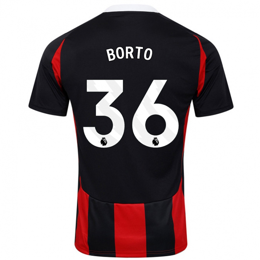 Niño Fútbol Camiseta Alex Borto #36 Negro Rojo 2ª Equipación 2024/25