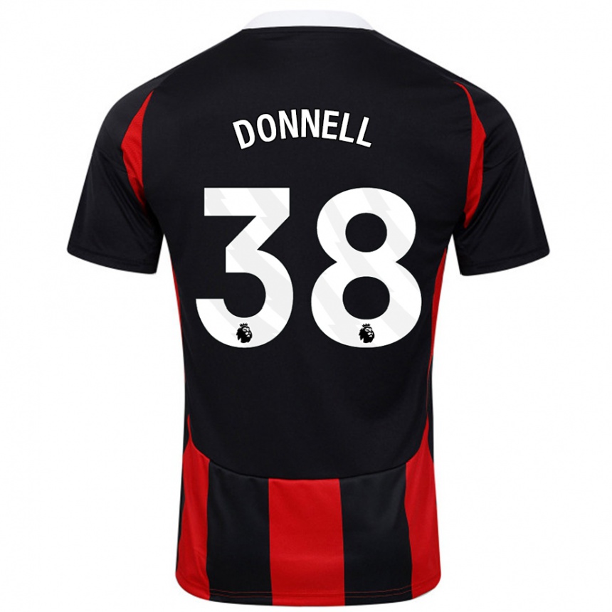 Niño Fútbol Camiseta Chris Donnell #38 Negro Rojo 2ª Equipación 2024/25