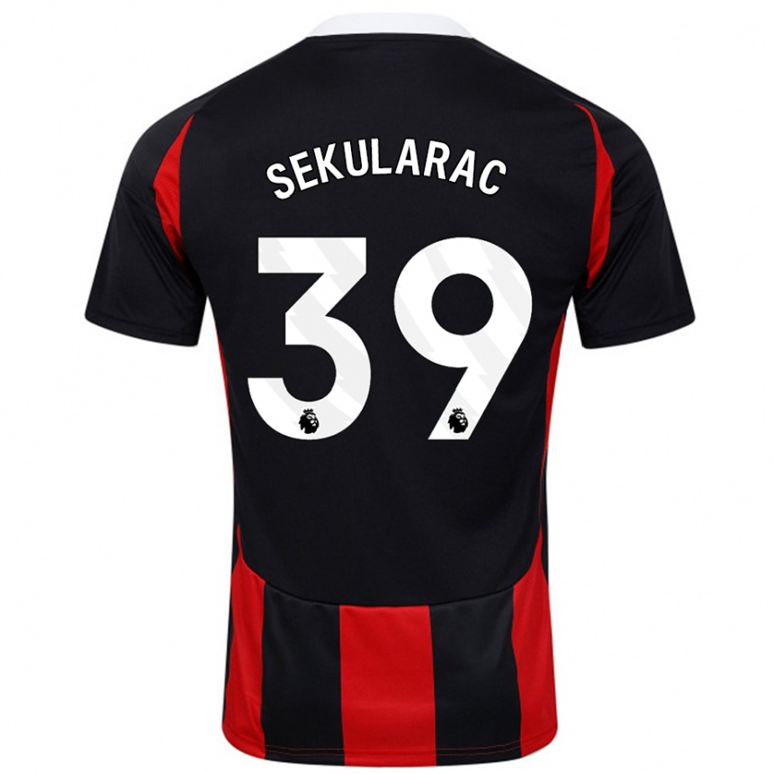 Niño Fútbol Camiseta Kristian Sekularac #39 Negro Rojo 2ª Equipación 2024/25