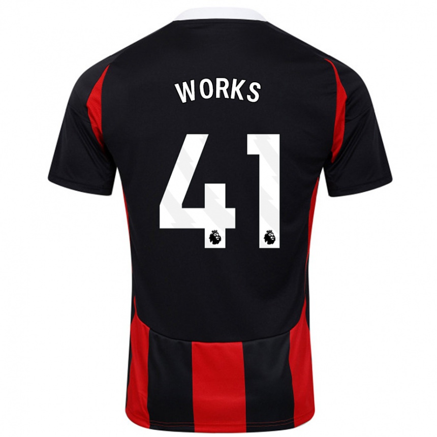 Niño Fútbol Camiseta Terrell Works #41 Negro Rojo 2ª Equipación 2024/25