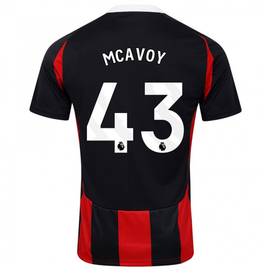 Niño Fútbol Camiseta Connor Mcavoy #43 Negro Rojo 2ª Equipación 2024/25