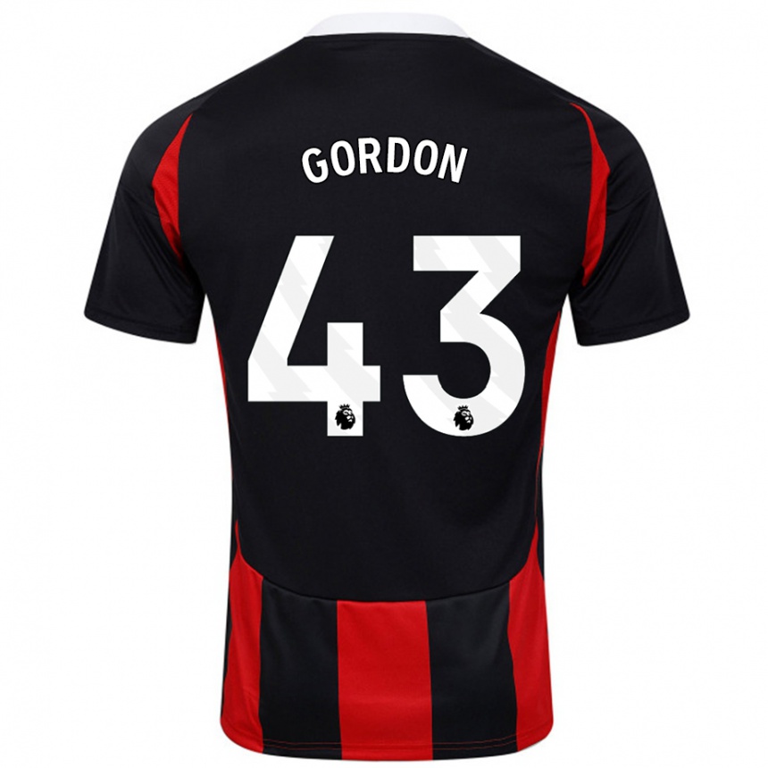 Niño Fútbol Camiseta Lemar Gordon #43 Negro Rojo 2ª Equipación 2024/25