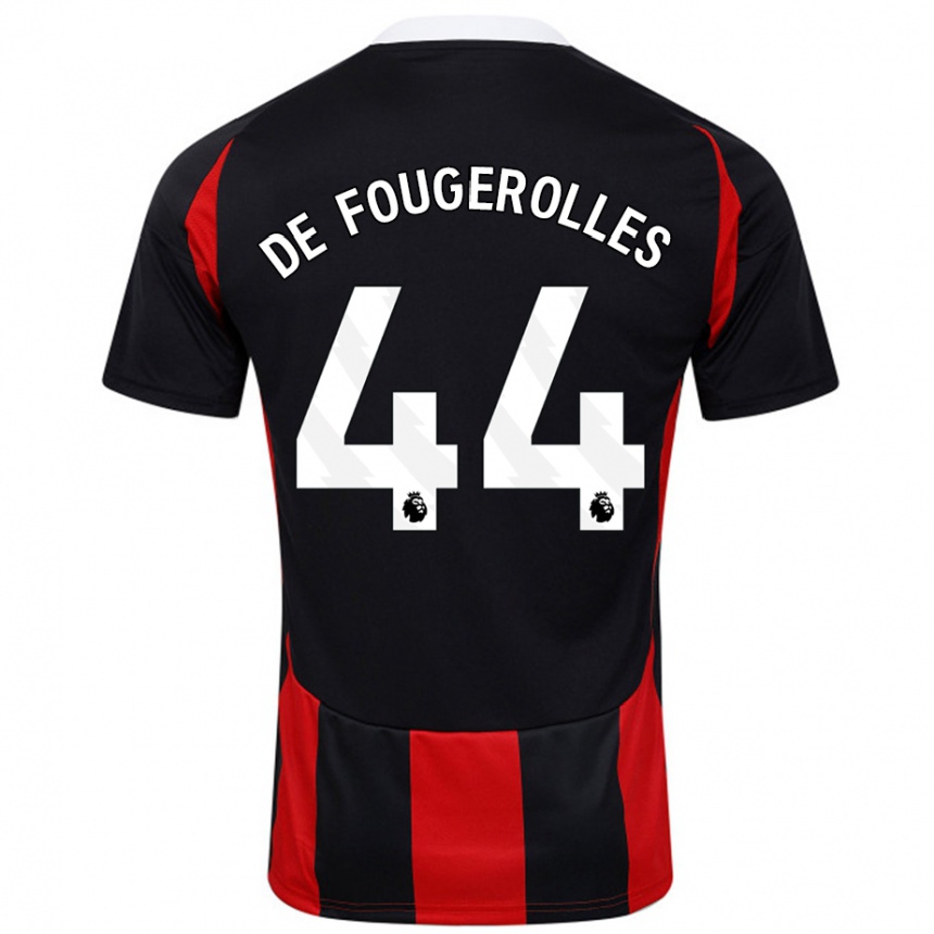 Niño Fútbol Camiseta Luc De Fougerolles #44 Negro Rojo 2ª Equipación 2024/25