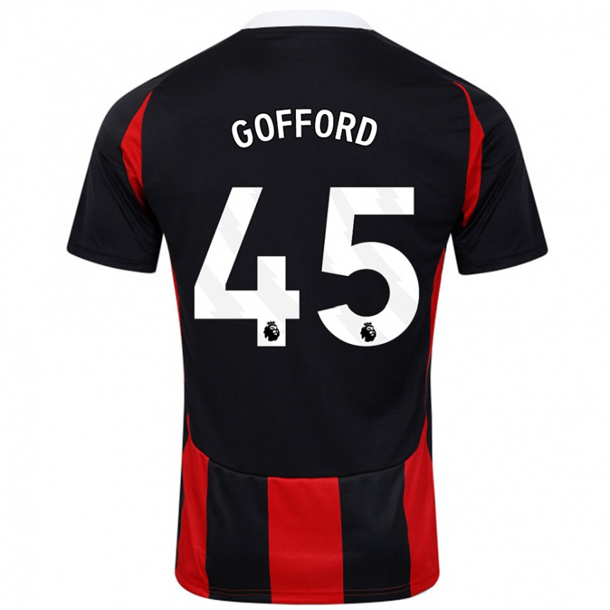 Niño Fútbol Camiseta Oliver Gofford #45 Negro Rojo 2ª Equipación 2024/25