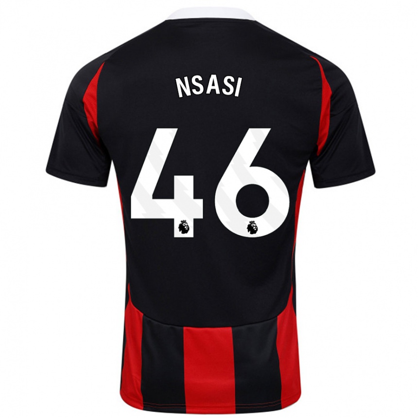 Niño Fútbol Camiseta Eddie Nsasi #46 Negro Rojo 2ª Equipación 2024/25