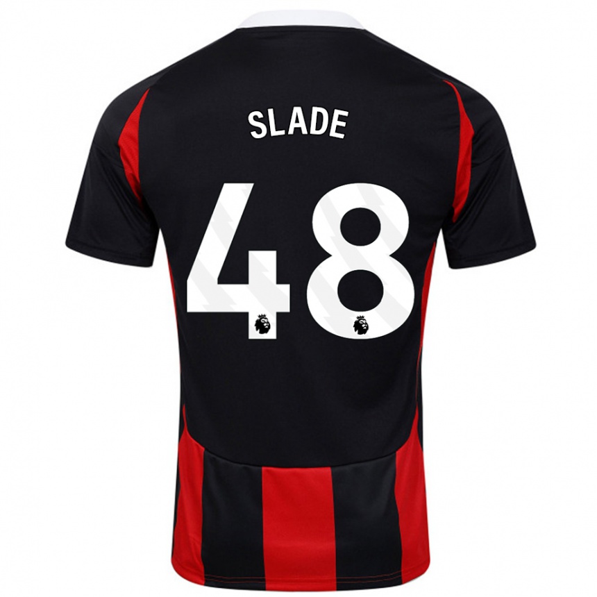 Niño Fútbol Camiseta Bradley Slade #48 Negro Rojo 2ª Equipación 2024/25