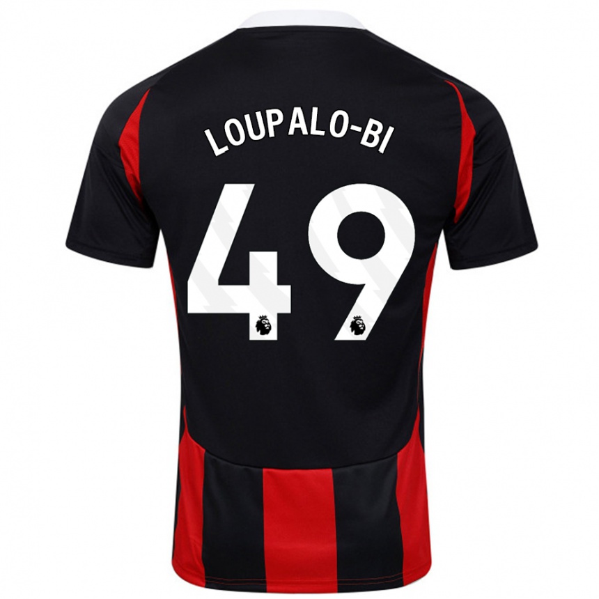 Niño Fútbol Camiseta Aaron Loupalo-Bi #49 Negro Rojo 2ª Equipación 2024/25