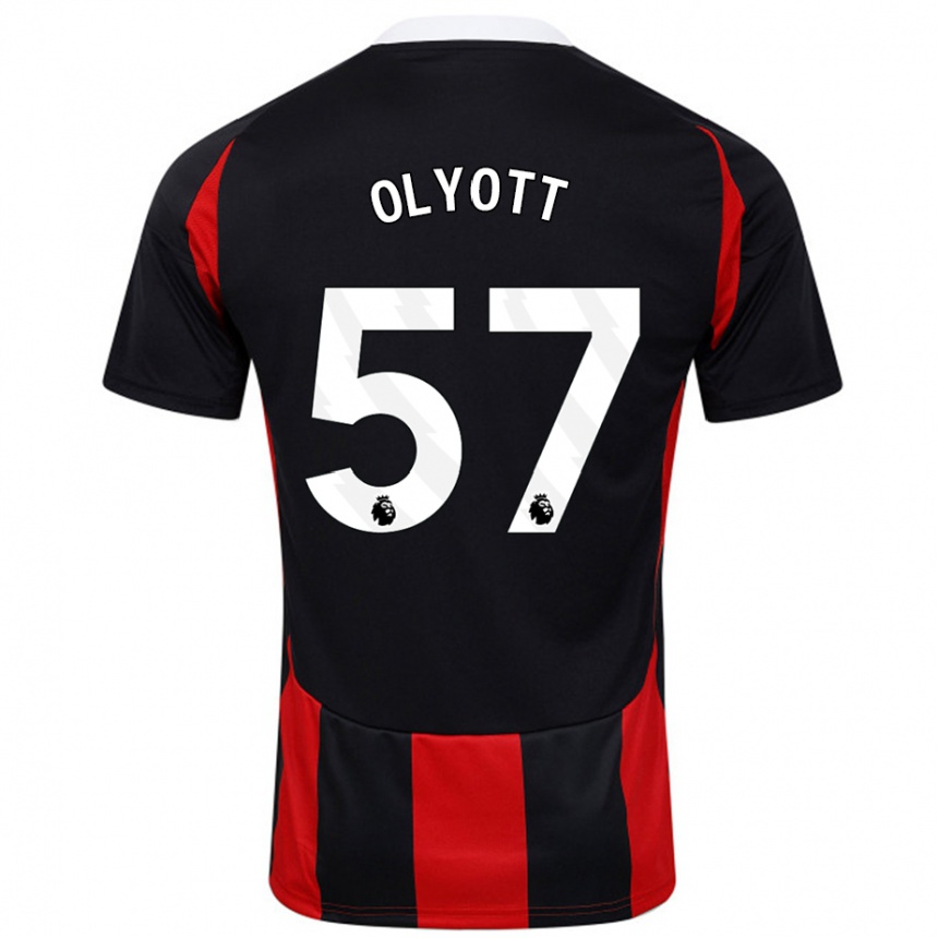 Niño Fútbol Camiseta Tom Olyott #57 Negro Rojo 2ª Equipación 2024/25