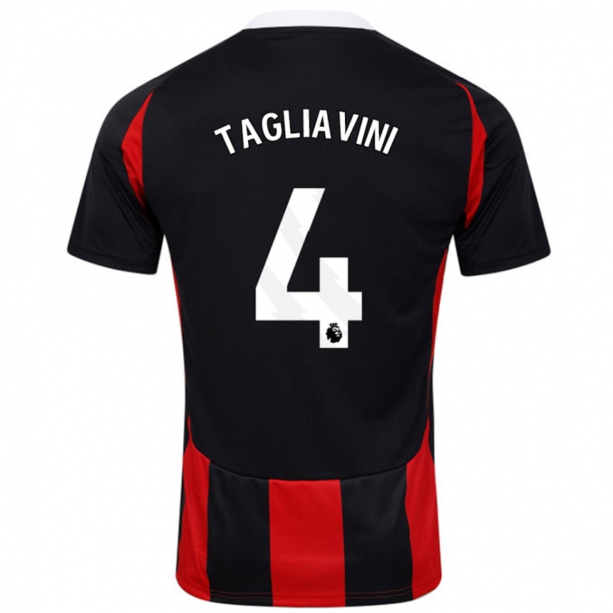 Niño Fútbol Camiseta Ella Tagliavini #4 Negro Rojo 2ª Equipación 2024/25