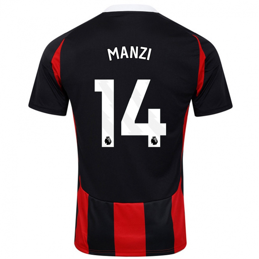 Niño Fútbol Camiseta Sophie Manzi #14 Negro Rojo 2ª Equipación 2024/25