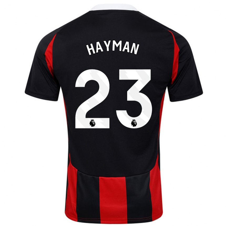 Niño Fútbol Camiseta Alex Hayman #23 Negro Rojo 2ª Equipación 2024/25