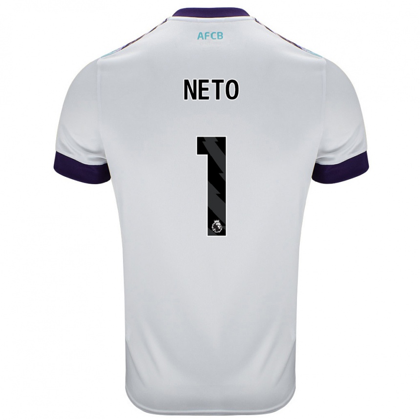 Niño Fútbol Camiseta Neto #1 Blanco Verde Púrpura 2ª Equipación 2024/25