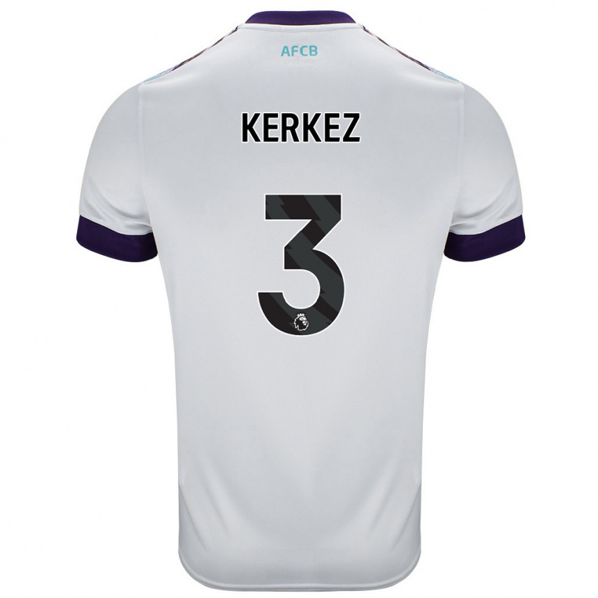 Niño Fútbol Camiseta Milos Kerkez #3 Blanco Verde Púrpura 2ª Equipación 2024/25