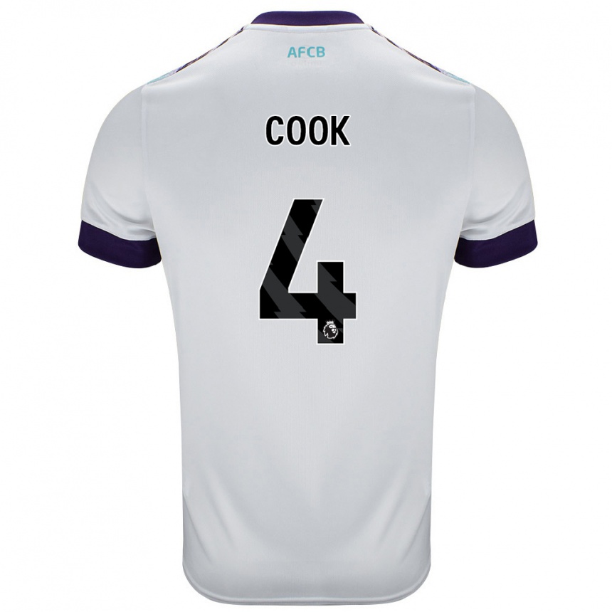 Niño Fútbol Camiseta Lewis Cook #4 Blanco Verde Púrpura 2ª Equipación 2024/25