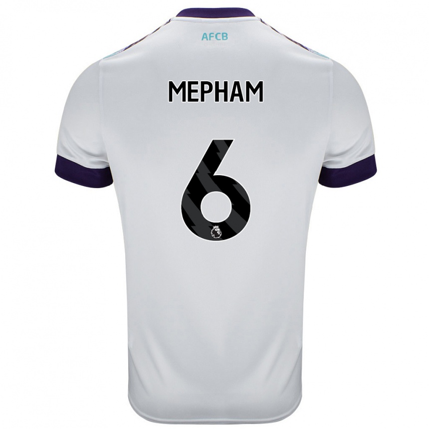 Niño Fútbol Camiseta Chris Mepham #6 Blanco Verde Púrpura 2ª Equipación 2024/25