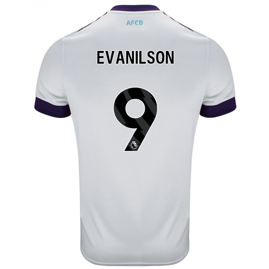 Niño Fútbol Camiseta Evanilson #9 Blanco Verde Púrpura 2ª Equipación 2024/25