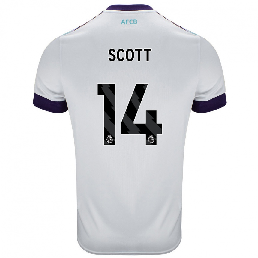 Niño Fútbol Camiseta Alex Scott #14 Blanco Verde Púrpura 2ª Equipación 2024/25