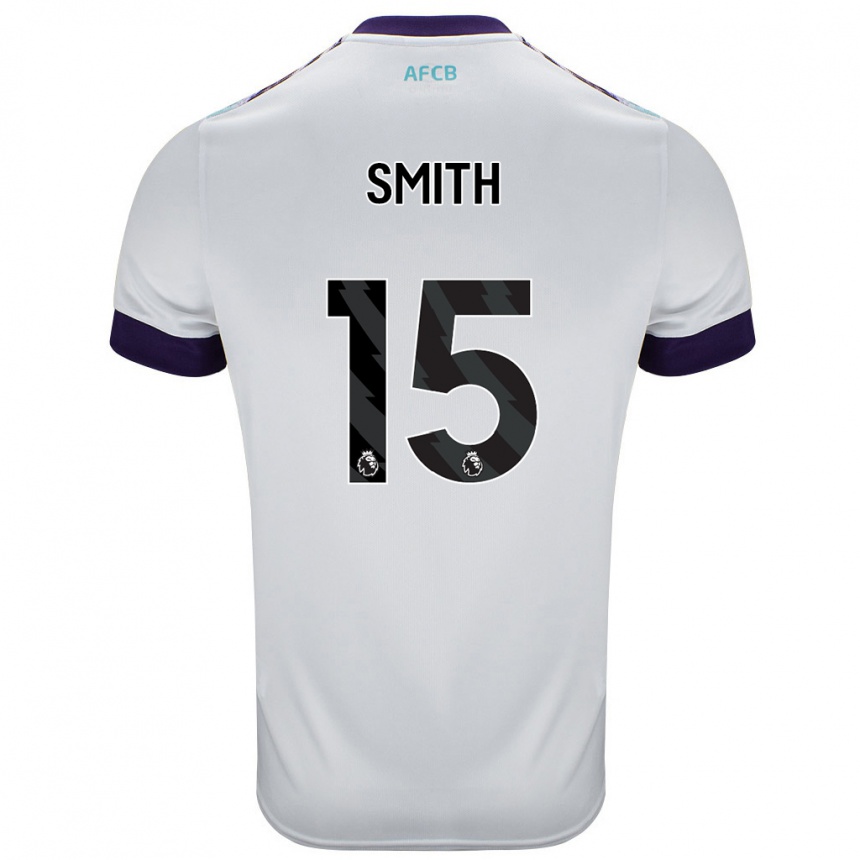 Niño Fútbol Camiseta Adam Smith #15 Blanco Verde Púrpura 2ª Equipación 2024/25