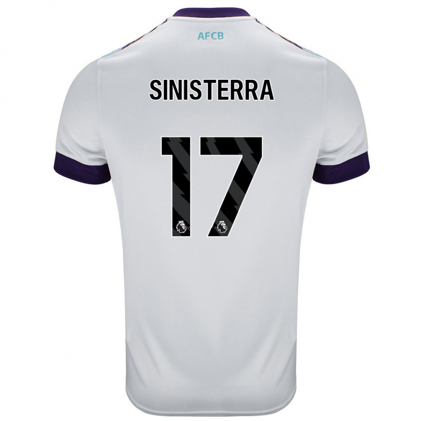 Niño Fútbol Camiseta Luis Sinisterra #17 Blanco Verde Púrpura 2ª Equipación 2024/25