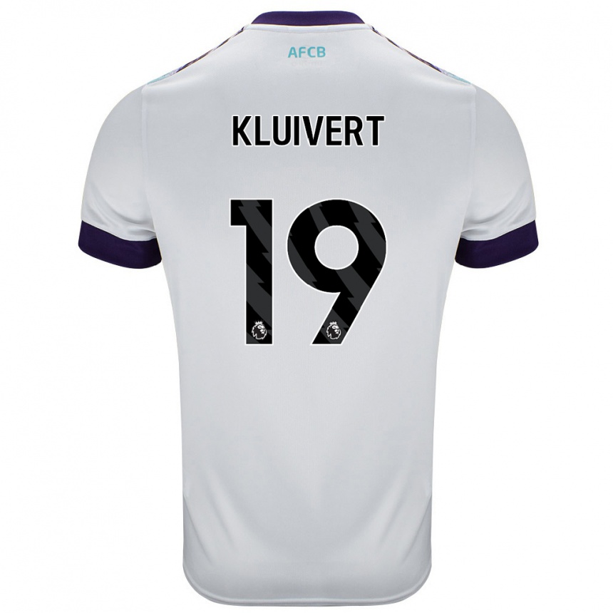 Niño Fútbol Camiseta Justin Kluivert #19 Blanco Verde Púrpura 2ª Equipación 2024/25