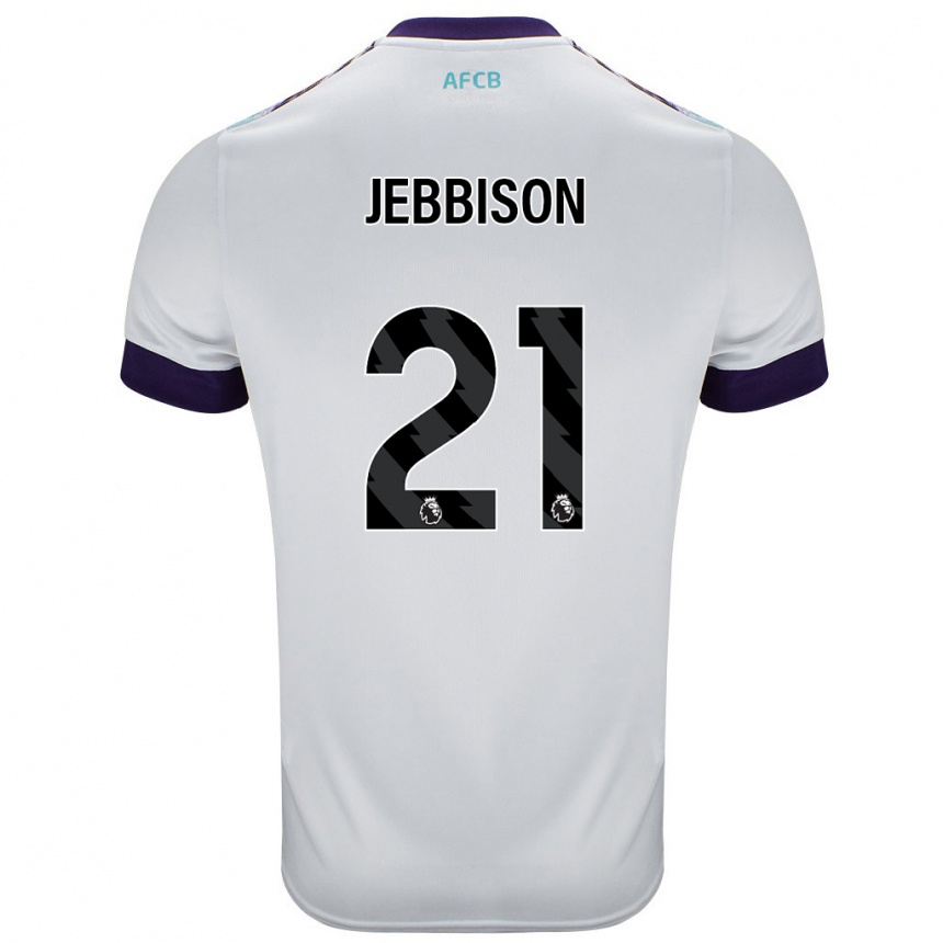 Niño Fútbol Camiseta Daniel Jebbison #21 Blanco Verde Púrpura 2ª Equipación 2024/25