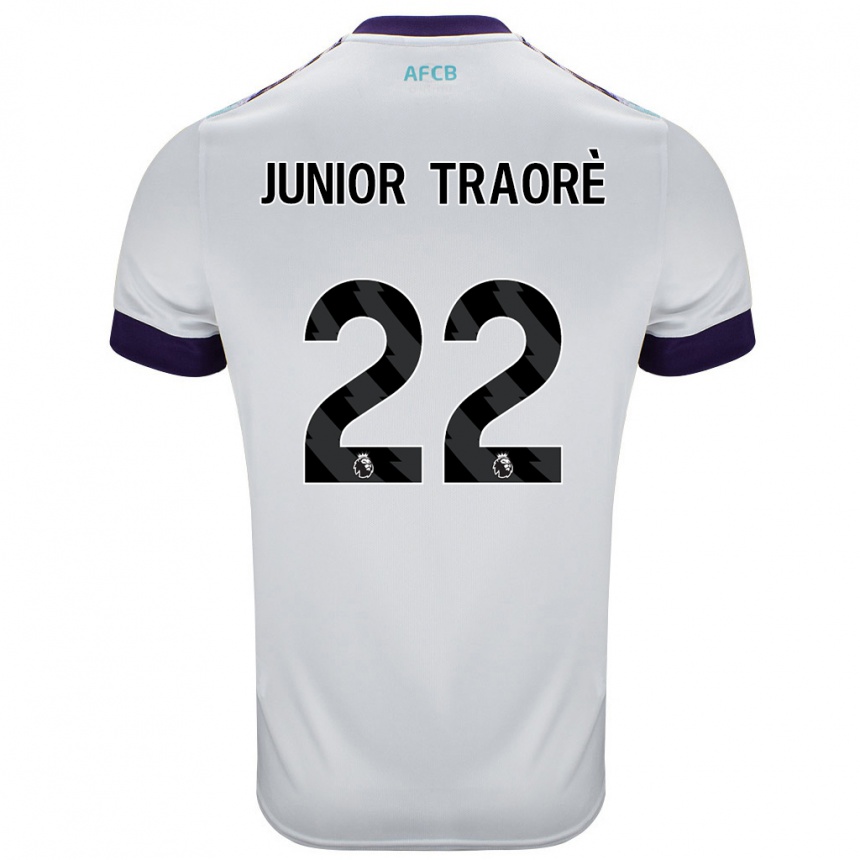 Niño Fútbol Camiseta Hamed Junior Traorè #22 Blanco Verde Púrpura 2ª Equipación 2024/25