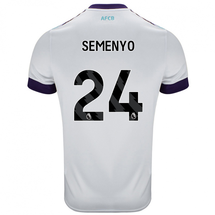 Niño Fútbol Camiseta Antoine Semenyo #24 Blanco Verde Púrpura 2ª Equipación 2024/25