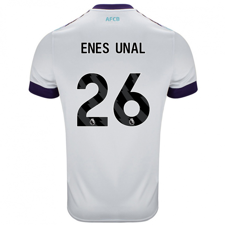 Niño Fútbol Camiseta Enes Ünal #26 Blanco Verde Púrpura 2ª Equipación 2024/25