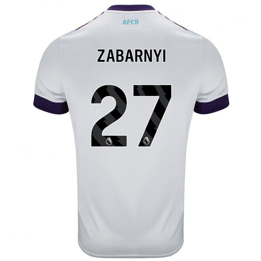 Niño Fútbol Camiseta Ilya Zabarnyi #27 Blanco Verde Púrpura 2ª Equipación 2024/25