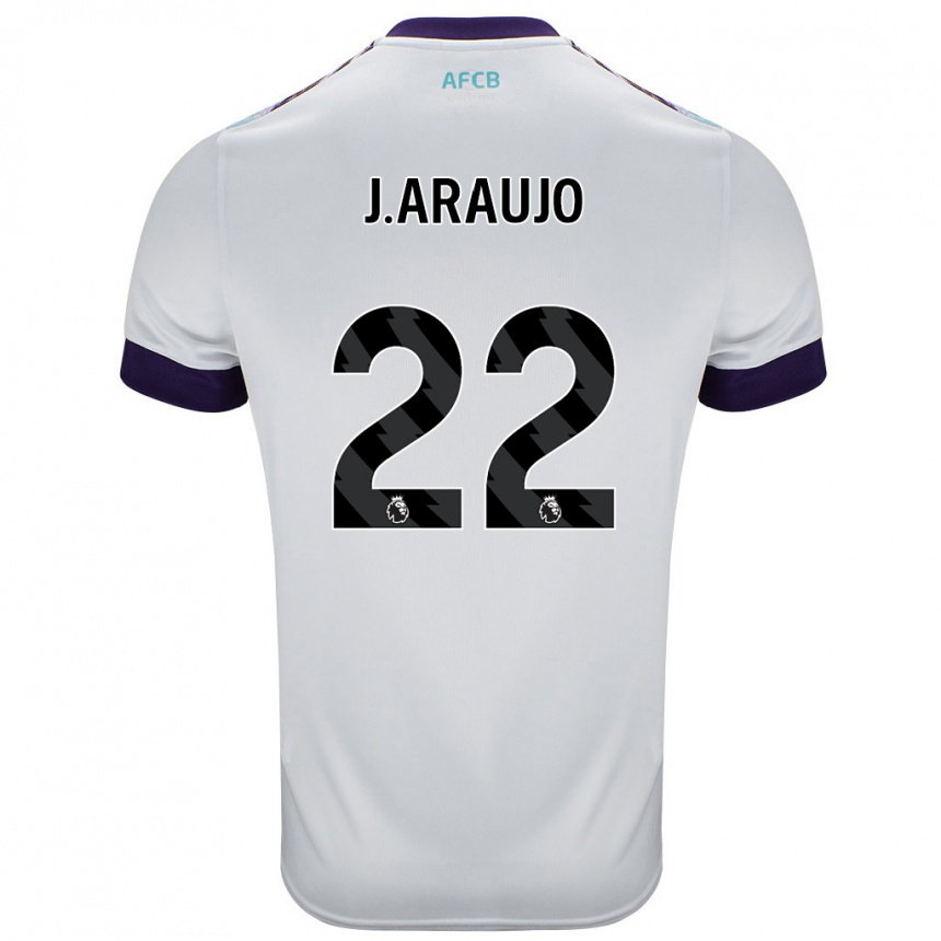 Niño Fútbol Camiseta Julián Araujo #28 Blanco Verde Púrpura 2ª Equipación 2024/25