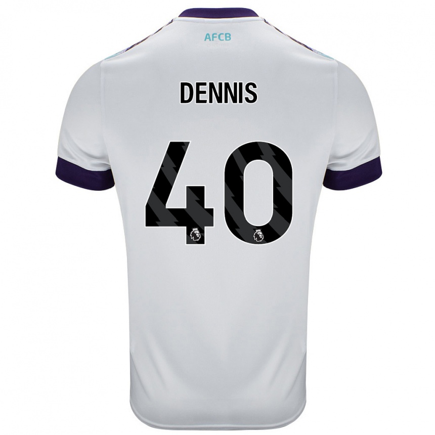 Niño Fútbol Camiseta Will Dennis #40 Blanco Verde Púrpura 2ª Equipación 2024/25