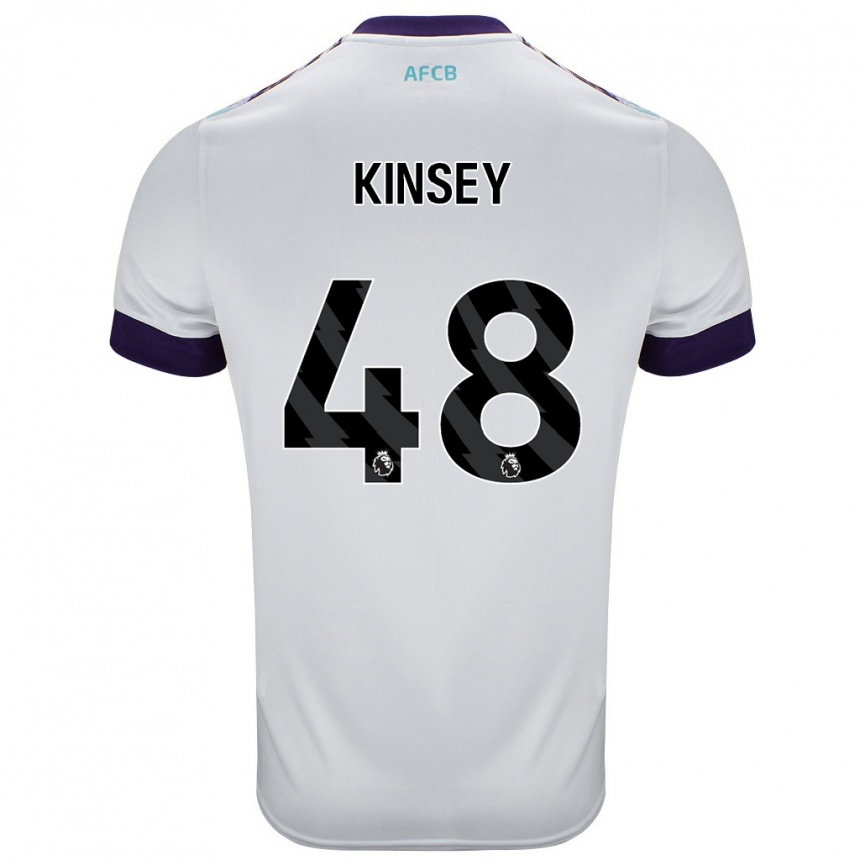 Niño Fútbol Camiseta Max Kinsey #48 Blanco Verde Púrpura 2ª Equipación 2024/25